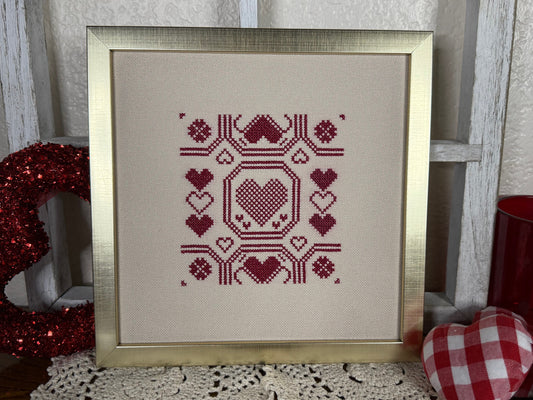 Heart to Heart Mini Quaker Cross Stitch Pattern-PDF Download