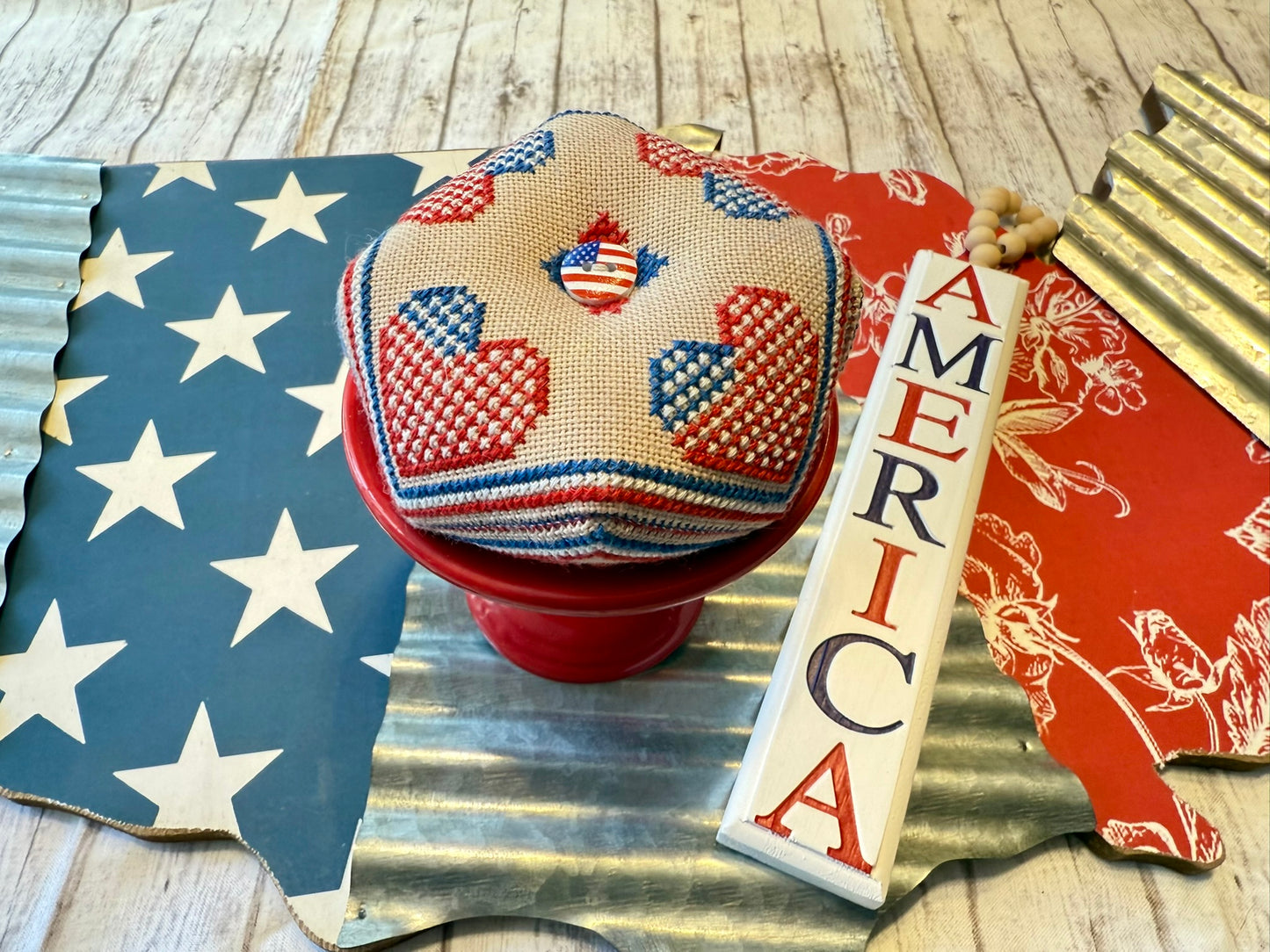 Patriotic Biscornu Cross Stitch Pattern - PDF Download