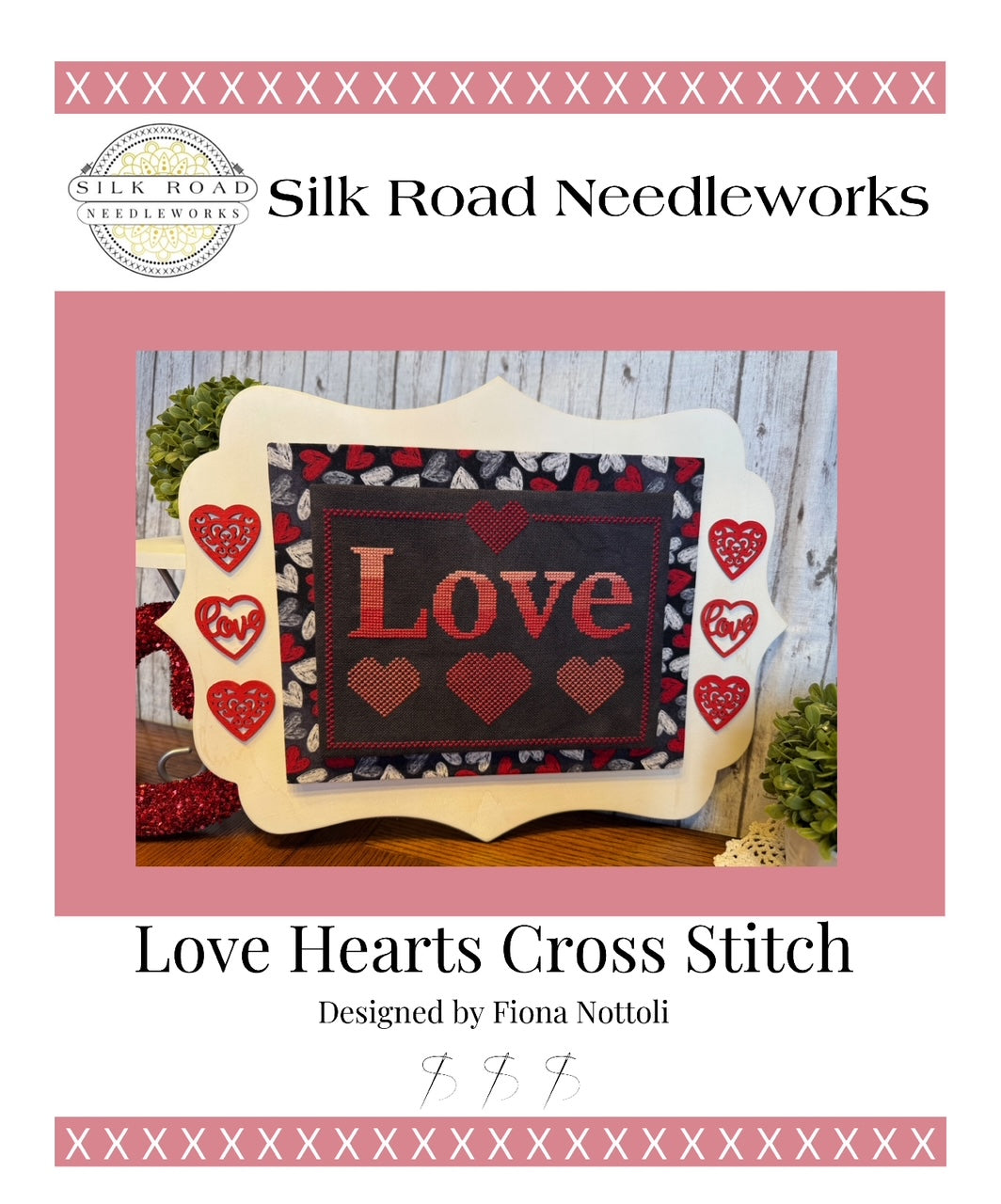 Love Hearts Cross Stitch Pattern - PDF Download