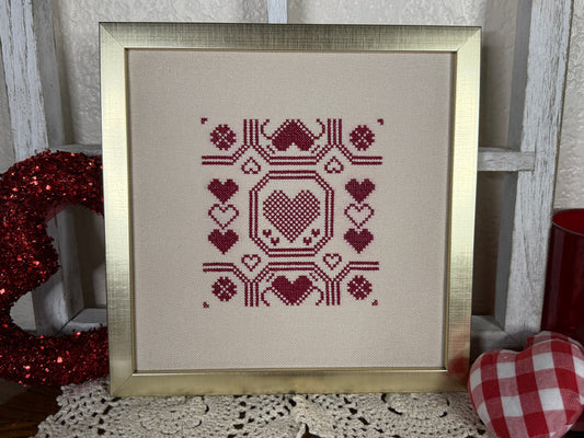 Heart to Heart Mini Quaker Cross Stitch Pattern-PDF Download