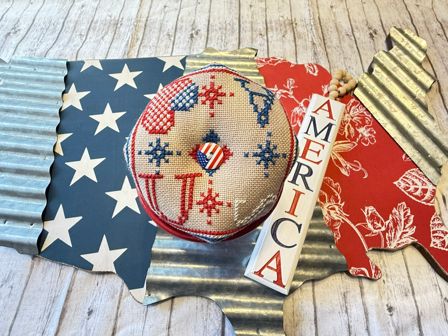 Patriotic Biscornu Cross Stitch Pattern - PDF Download