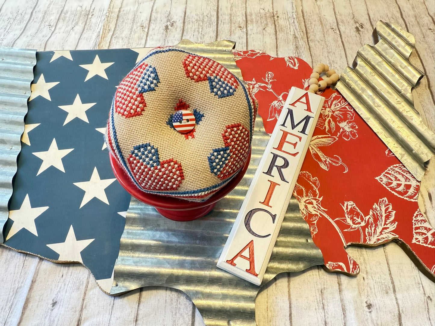 Patriotic Biscornu Cross Stitch Pattern - PDF Download